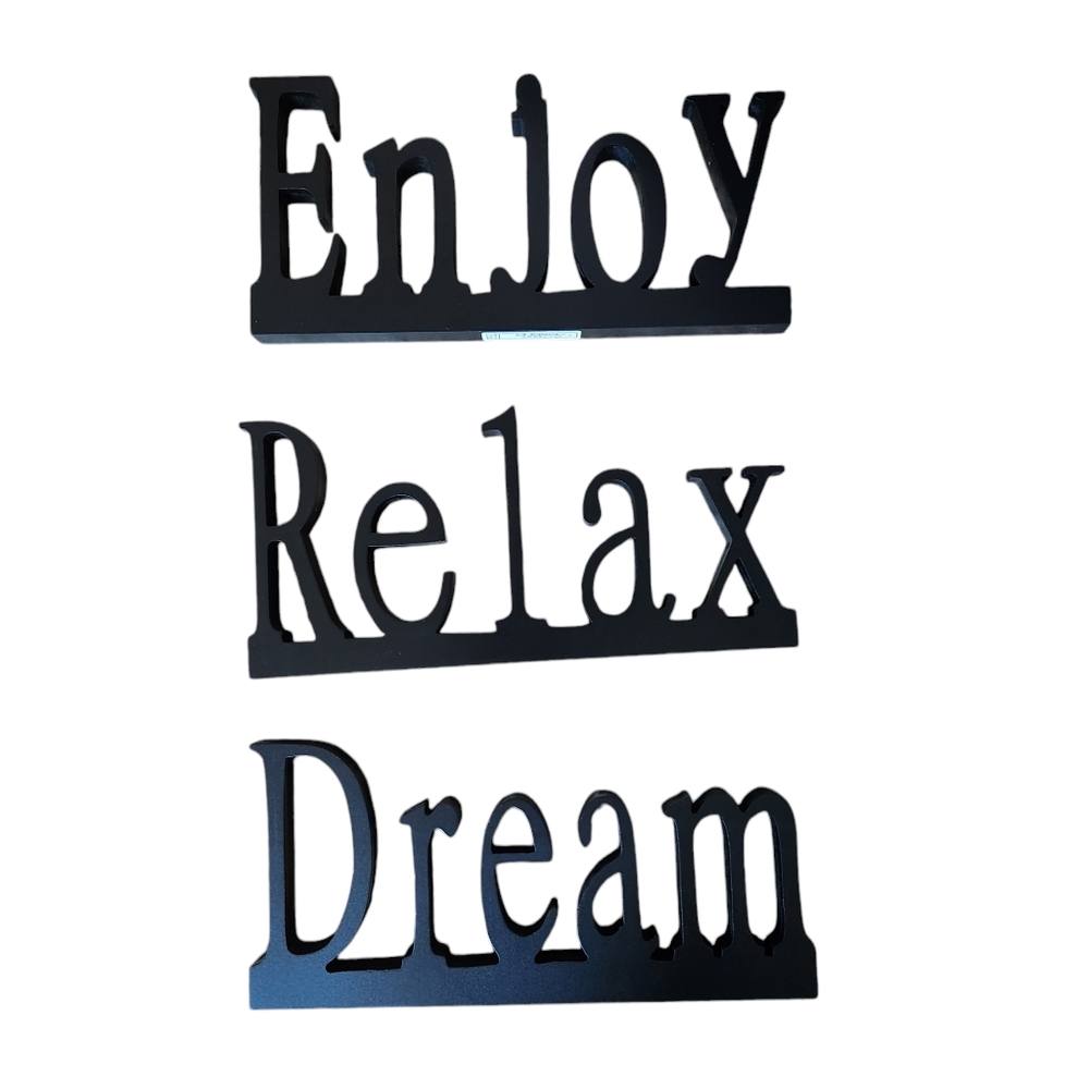 At Home America Words of Wisdom:  Enjoy, Relax, Dream NEW in box  Black